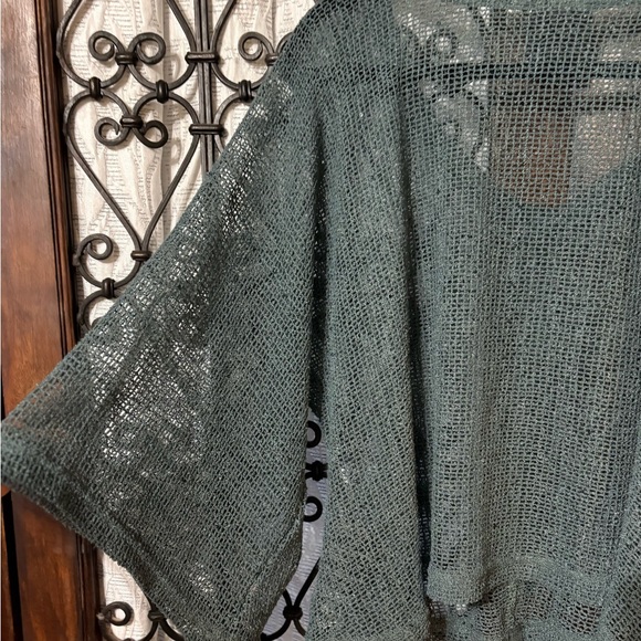 Noelle Forest Green Open-Weave Cardigan - Picture 4 of 5